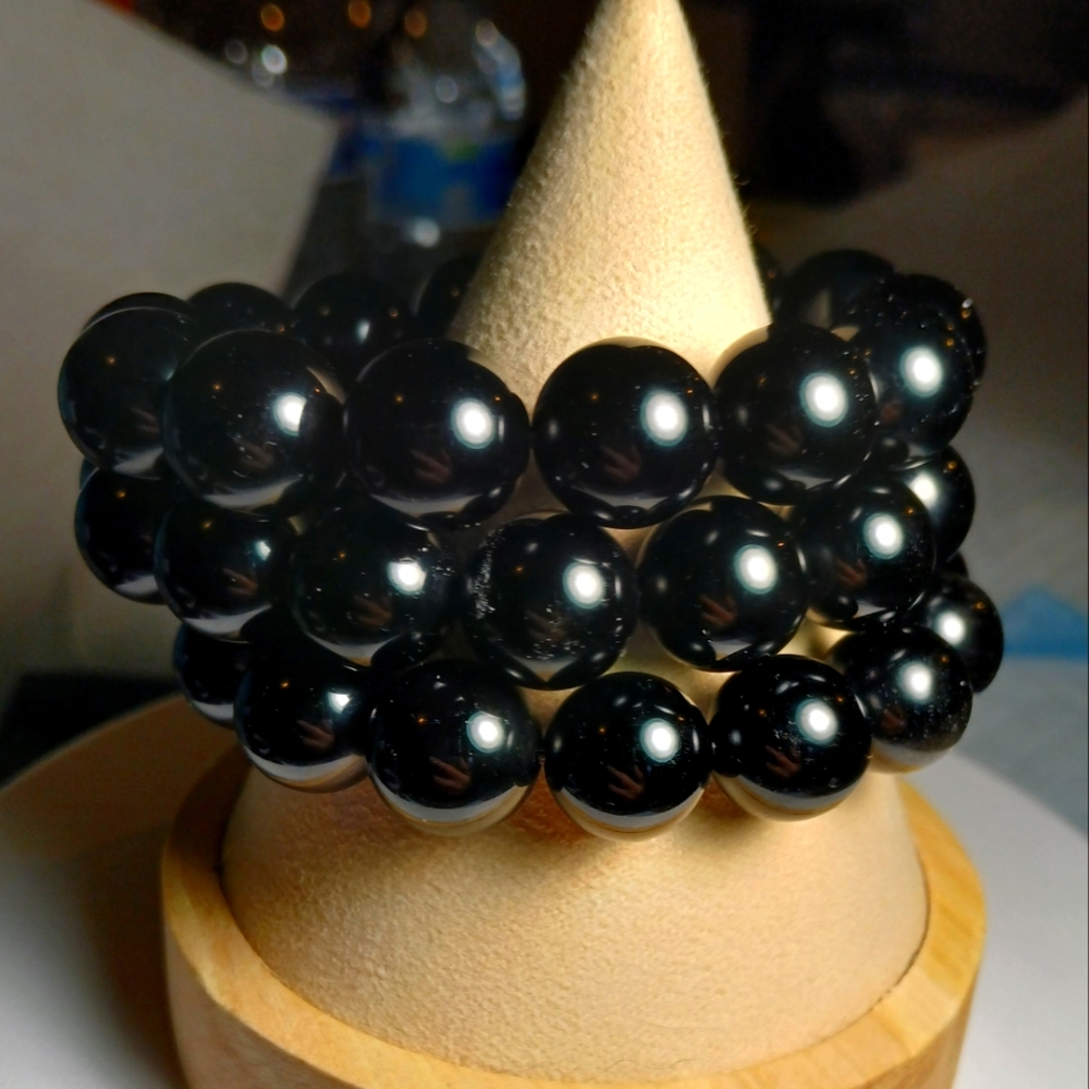 Obsidian Bead Bracelet (Chunky 13mm)